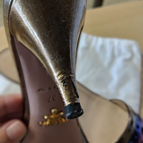 Prada Metallic Sildes - Picture 3 of 4